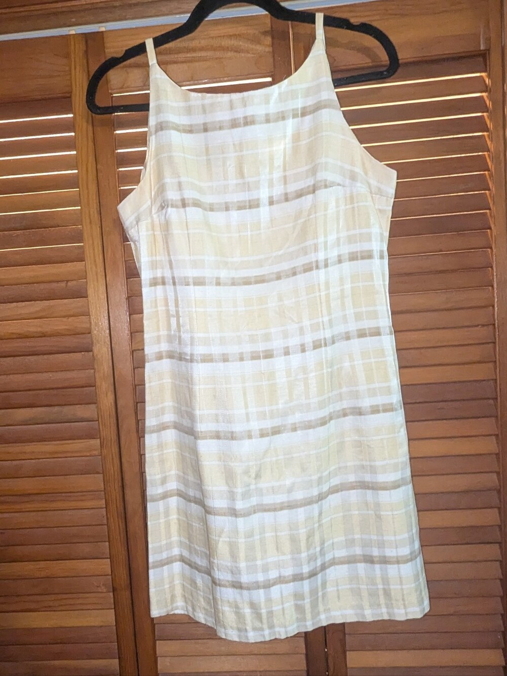 Vintage 90s 2000s Pastel Yellow Plaid High neck Dress